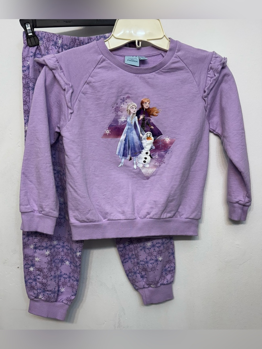 Disney Frozen Purple Matching Set W/ Crewneck&Joggers Girls Size Small 6-6x NWOT